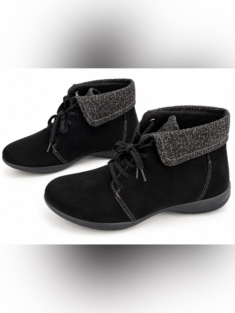 Clarks Black Suede Lace-Up Ankle Boots Size 10